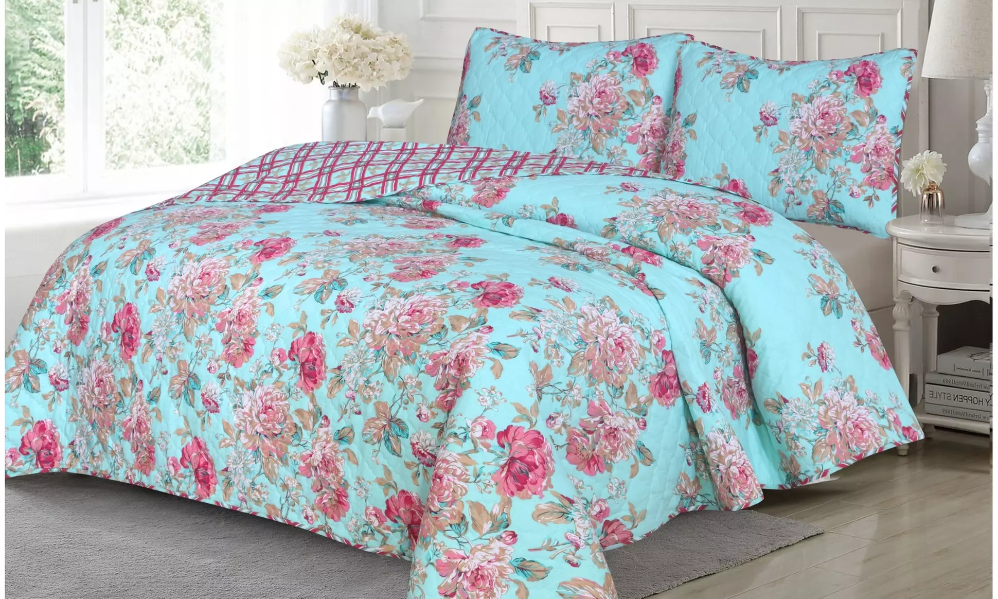 3 Piece Quilt Set Lightweight Bedspread with 2 Matching Pillow Shams Bedding Set