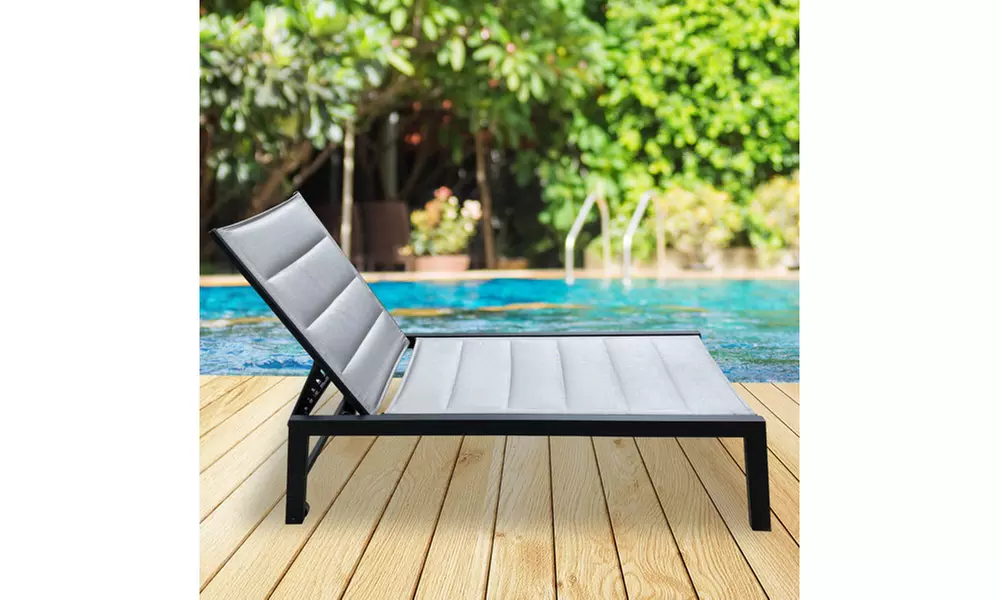 Outdoor Chaise Lounge Chair,Five-Position Adjustable Aluminum Recliner - Second Medium