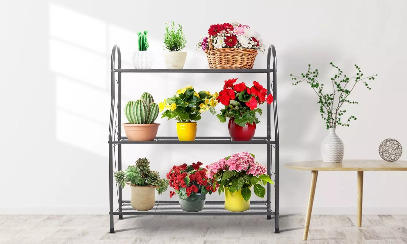 NewHome 3-Tier Metal Plant Stand Shelf Flower Pot Display Rack Holder