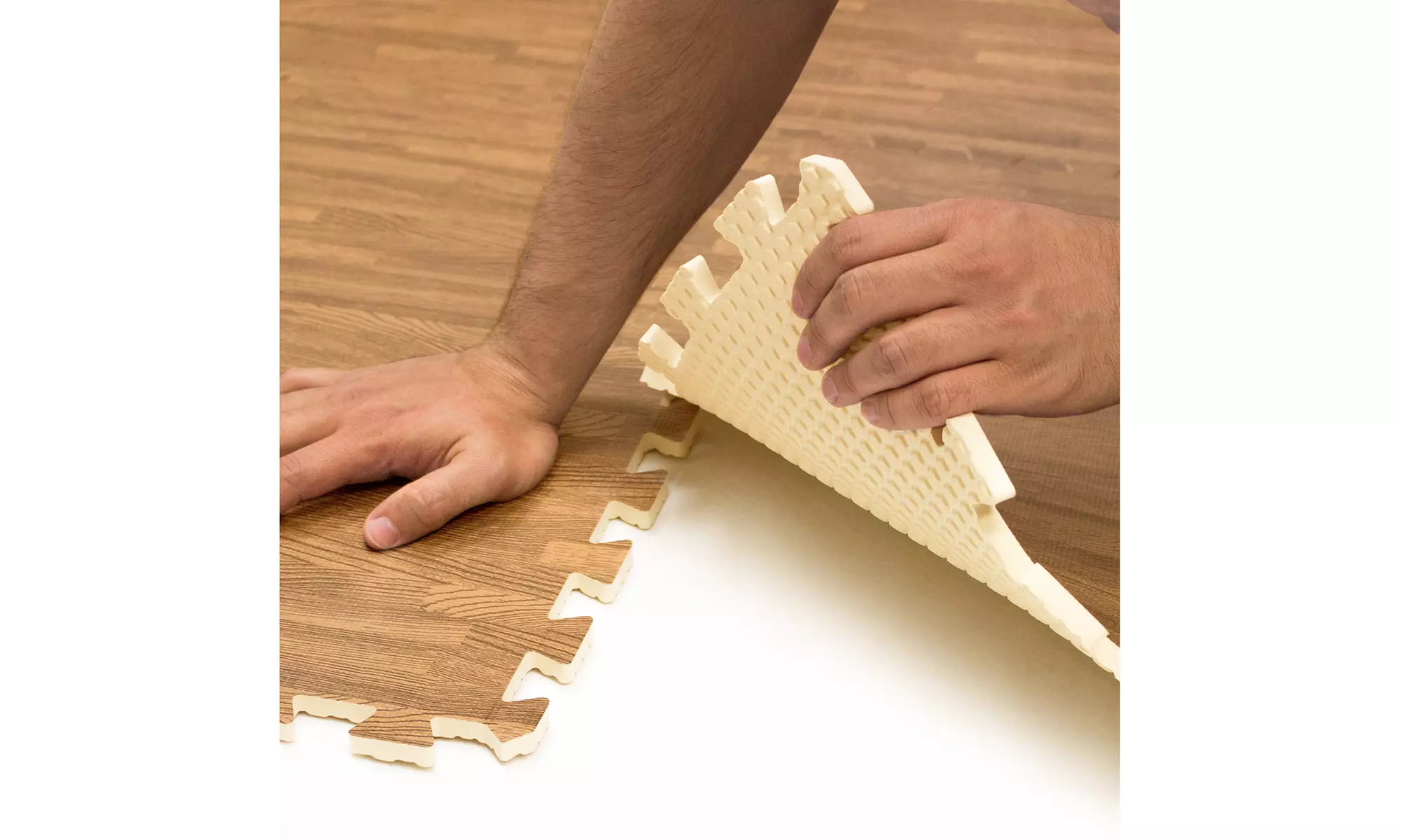 Sorbus Wood Grain Foam Interlocking Floor Mats 3/8" Thick - 12 Tiles - 48 SQ FT