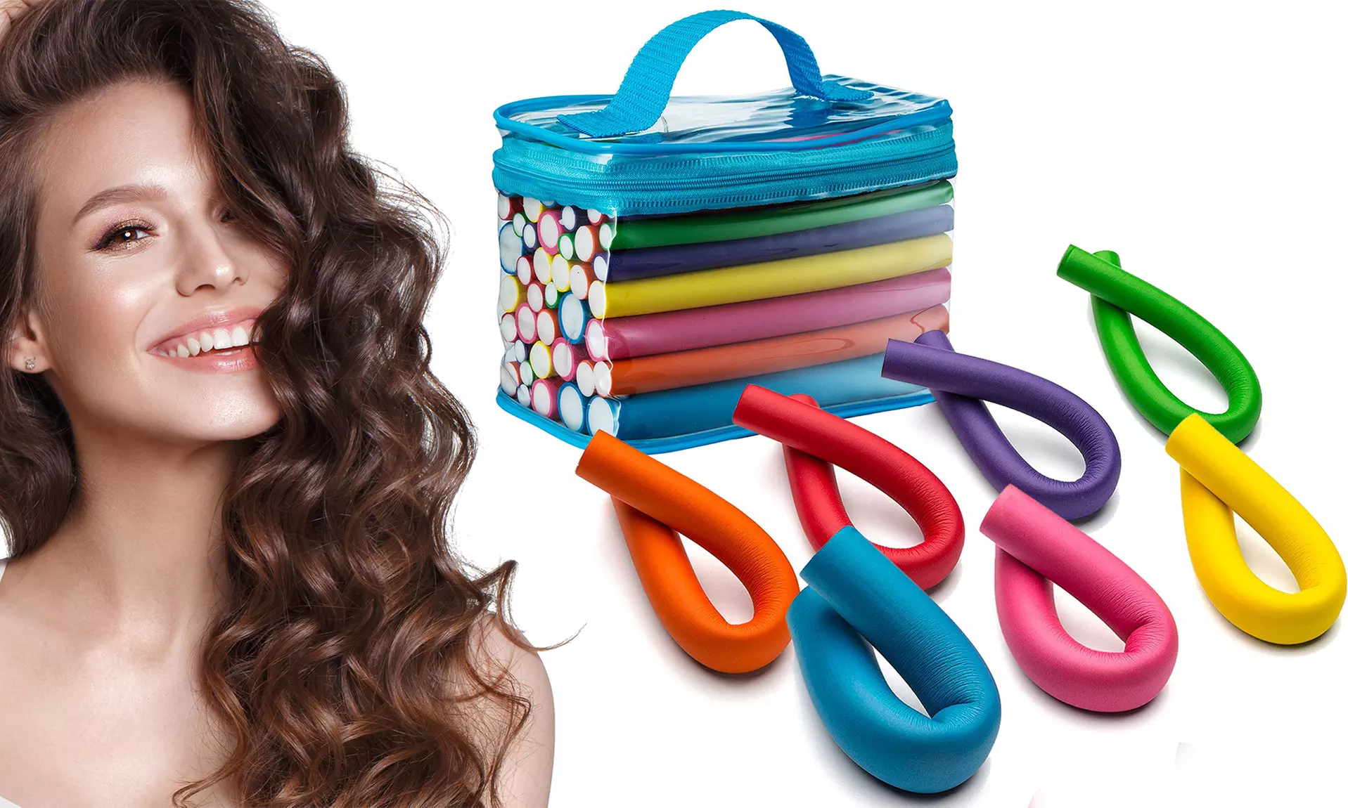 7'' Multi Colored Twist Flex Foam Hair Roller Curling Rods Rollers - 42-pack