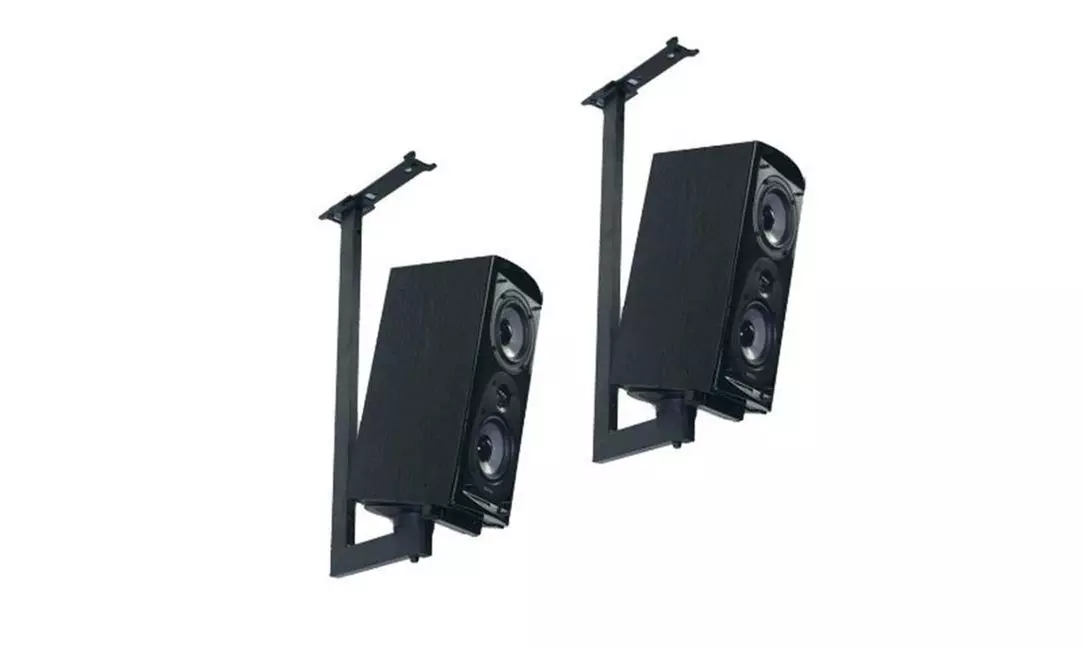 Pinpoint Mounts AM41C-Black Side Clamping Bookshelf Speaker Ceiling Mount with T - Primary Image