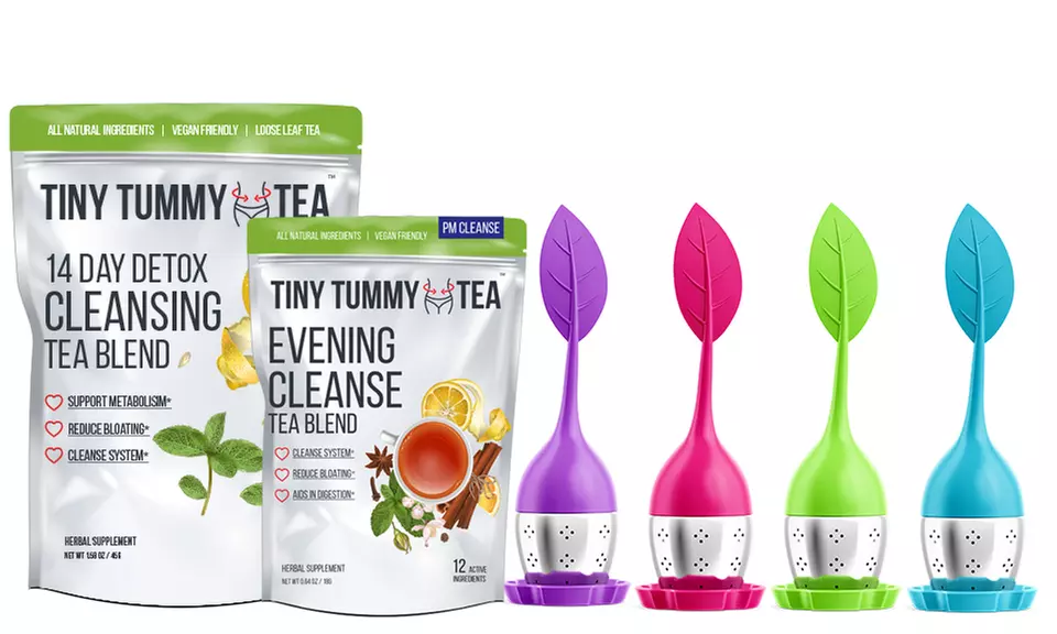 Tiny Tummy Tea AM & PM Detox Cleansing Blend with Tea Infuser - Primary Image