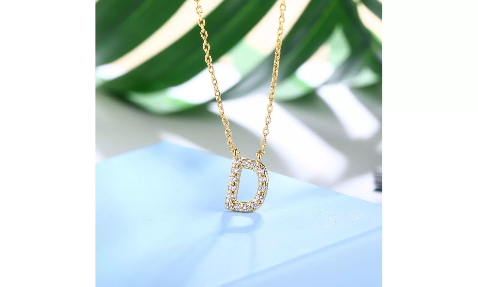18K Gold Plated cz Initial Necklace