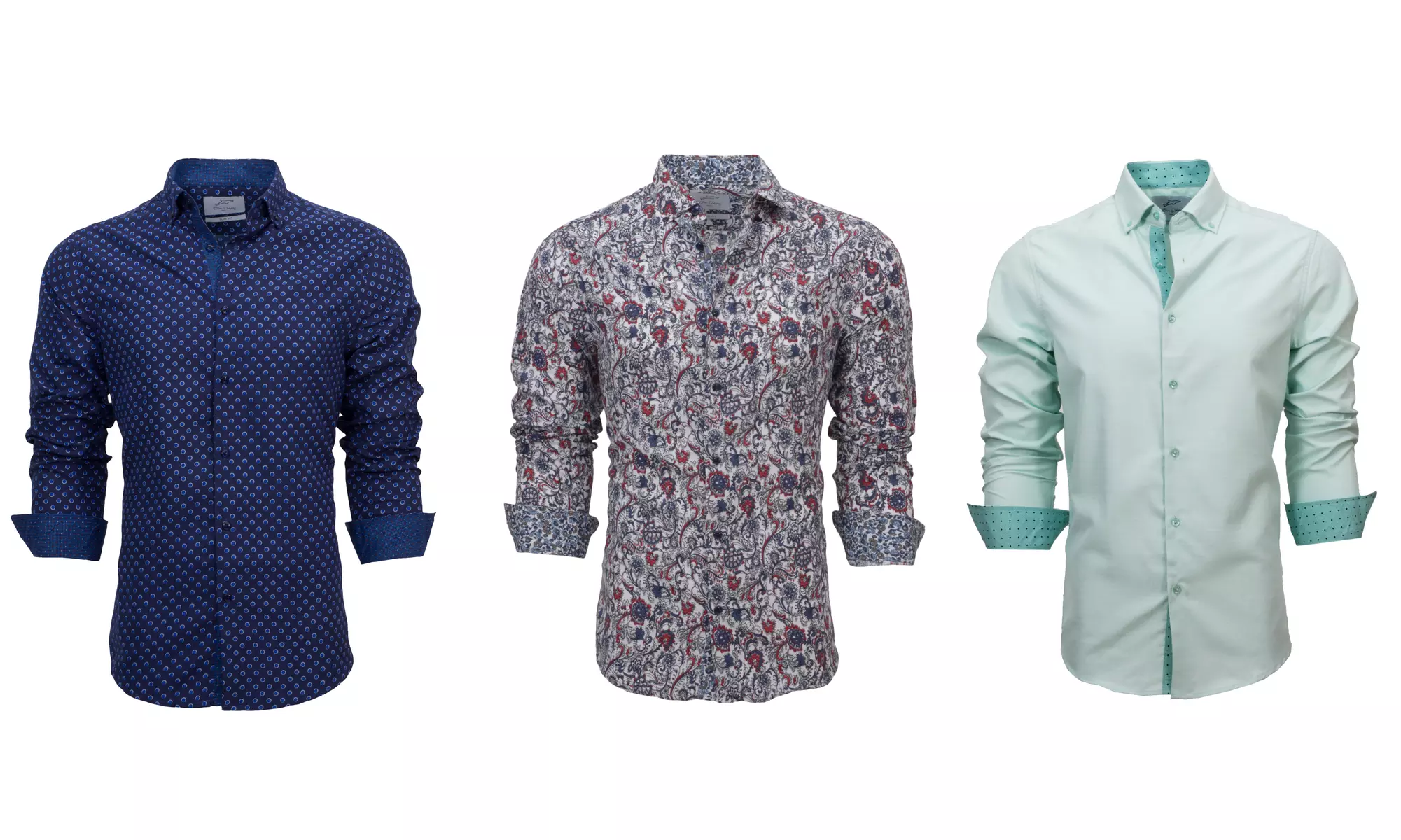 Suslo Couture Men's Slim-Fit Bold Designer Long Sleeve Button Down Shirt - Primary Image