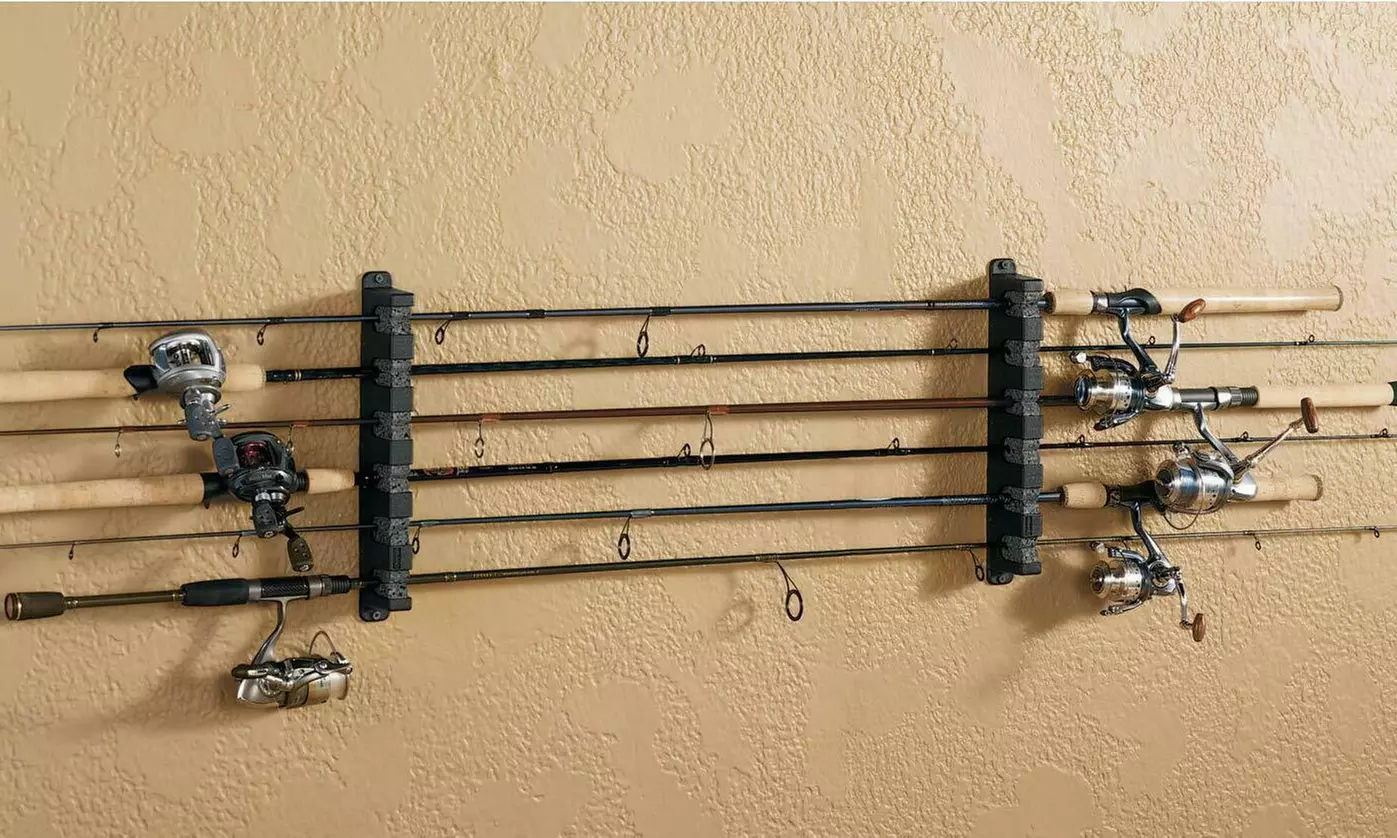Horizontal Boat Rod Rack Horizontal Fishing Holder Wall Mount Storage Pole Stand - Primary Image
