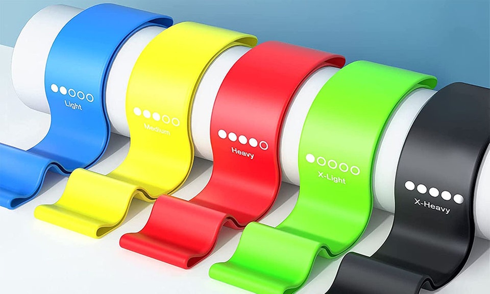5 Pack Exercise Resistance Fitness Bands Workout Set