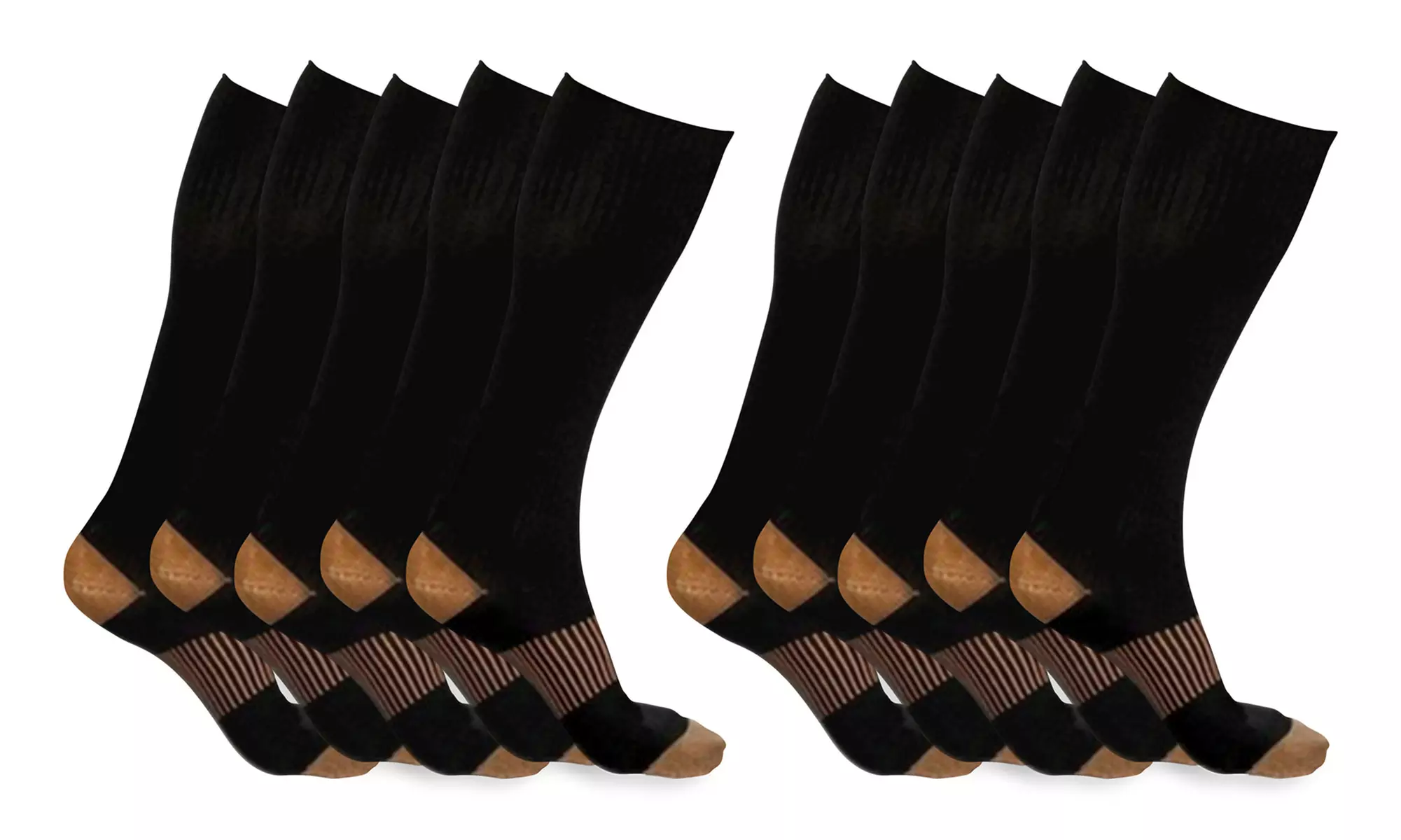 Unisex Copper-Infused High Energy Compression Socks (5 Pairs)
