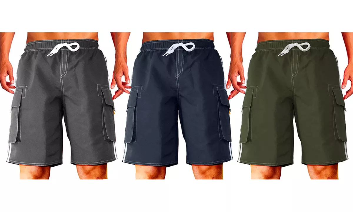  Men's Quick Dry Swim Trunks Side Stripe Bathing Suit Board Shorts - Primary Image