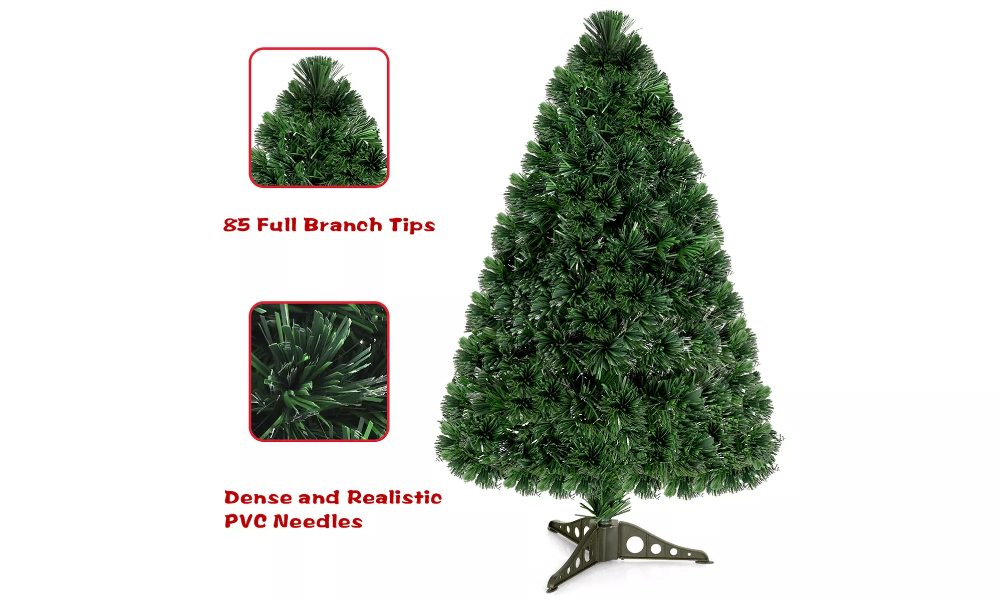 Costway 3Ft Pre-Lit Fiber Optic Artificial PVC Christmas Tree Tabletop