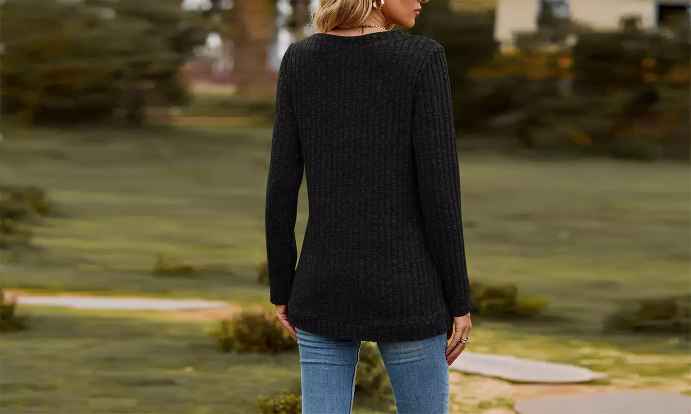 Bohuma Women's Casual Sweaters Solid Long Sleeve Sweater Crew Neck
