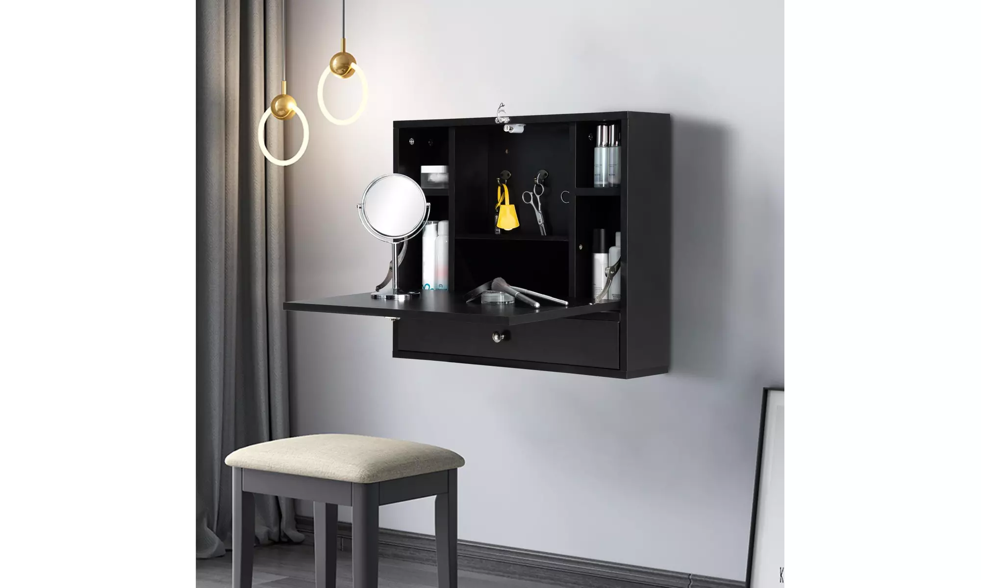 Functional Wall Mounted Laptop Desk with Folding Desktop - Primary Image