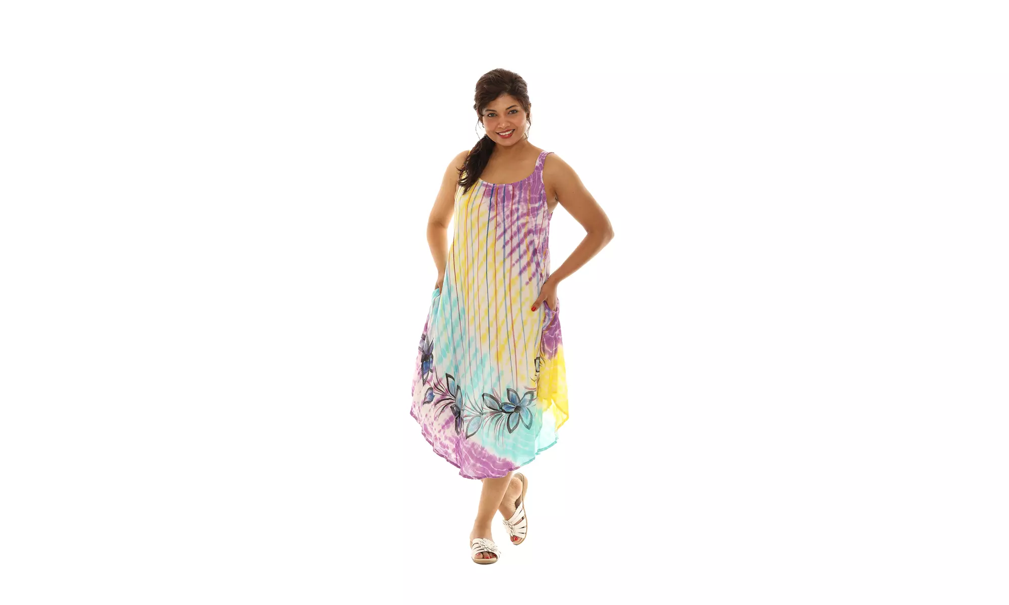 Brush Paint Skinny Strap Sleeveless Dress
