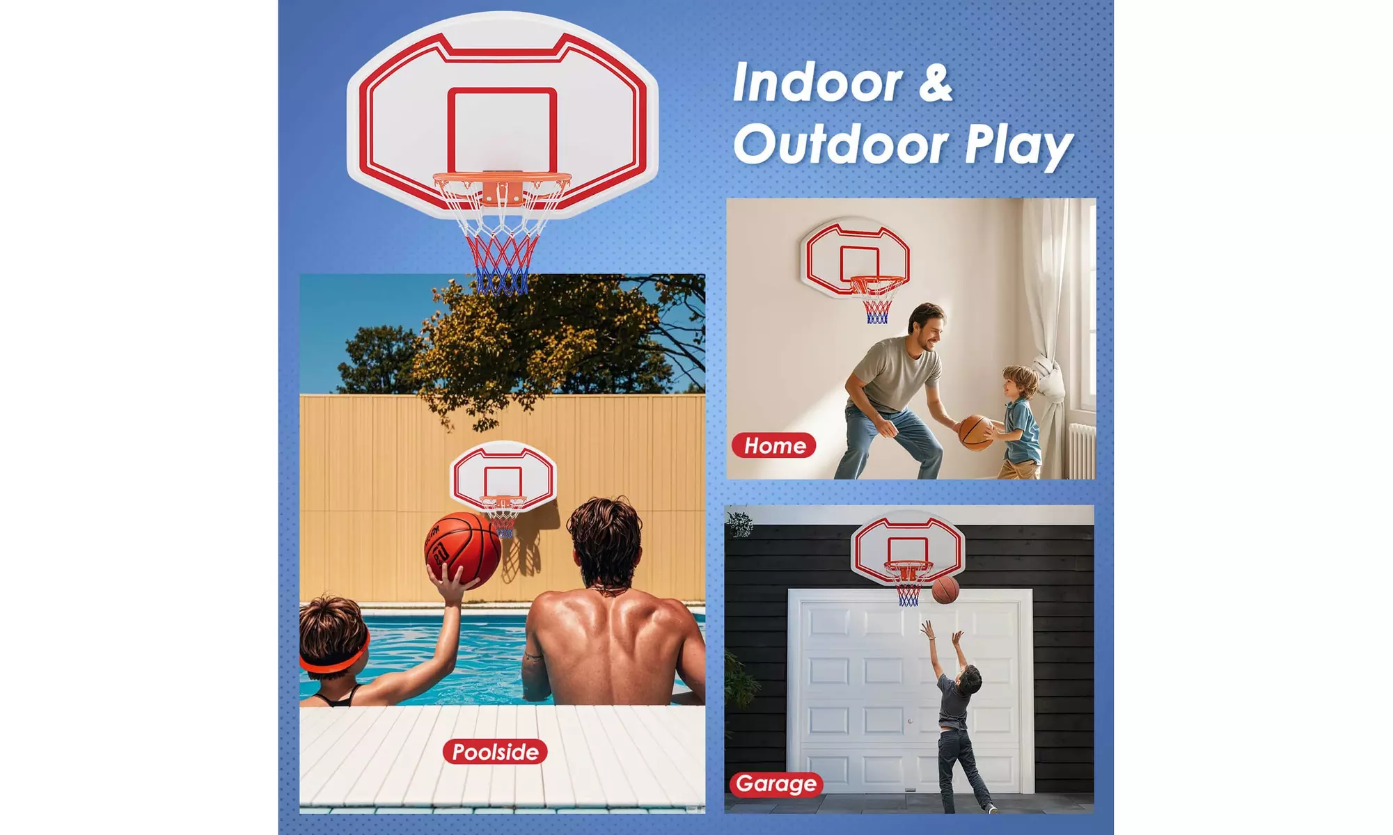 Costway Wall-Mounted Basketball Hoop with Shatter-Proof Backboard