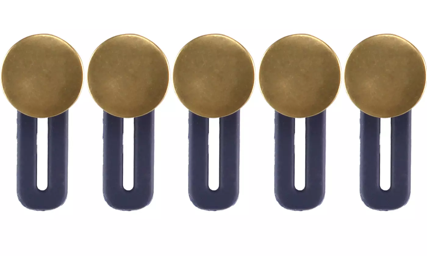 5 Pack No Sew Elastic Metal Jeans Retractable Button Pant Waistband Expander