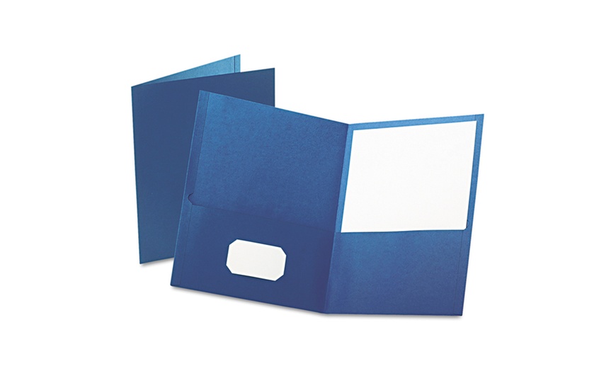 Oxford Twin-Pocket Folder, Embossed Leather Grain Paper, Blue | Groupon