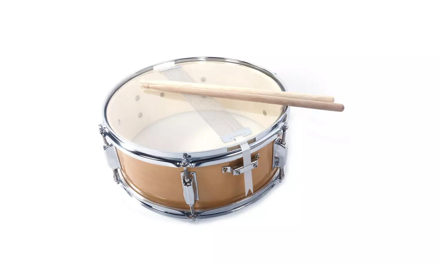 14x5.5 Inch Professional Snare Drum Drumsticks Drum Key Strap Set Burlywood - Second Medium