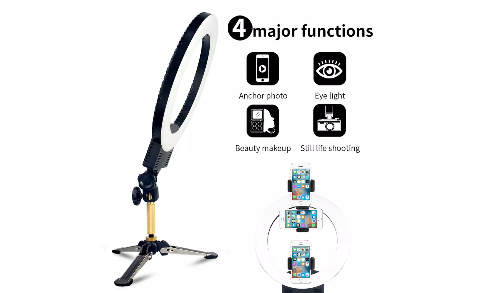 12" Dimmable LED Camera Light Kit Ring Lights w/ Carry Bag - Second Medium