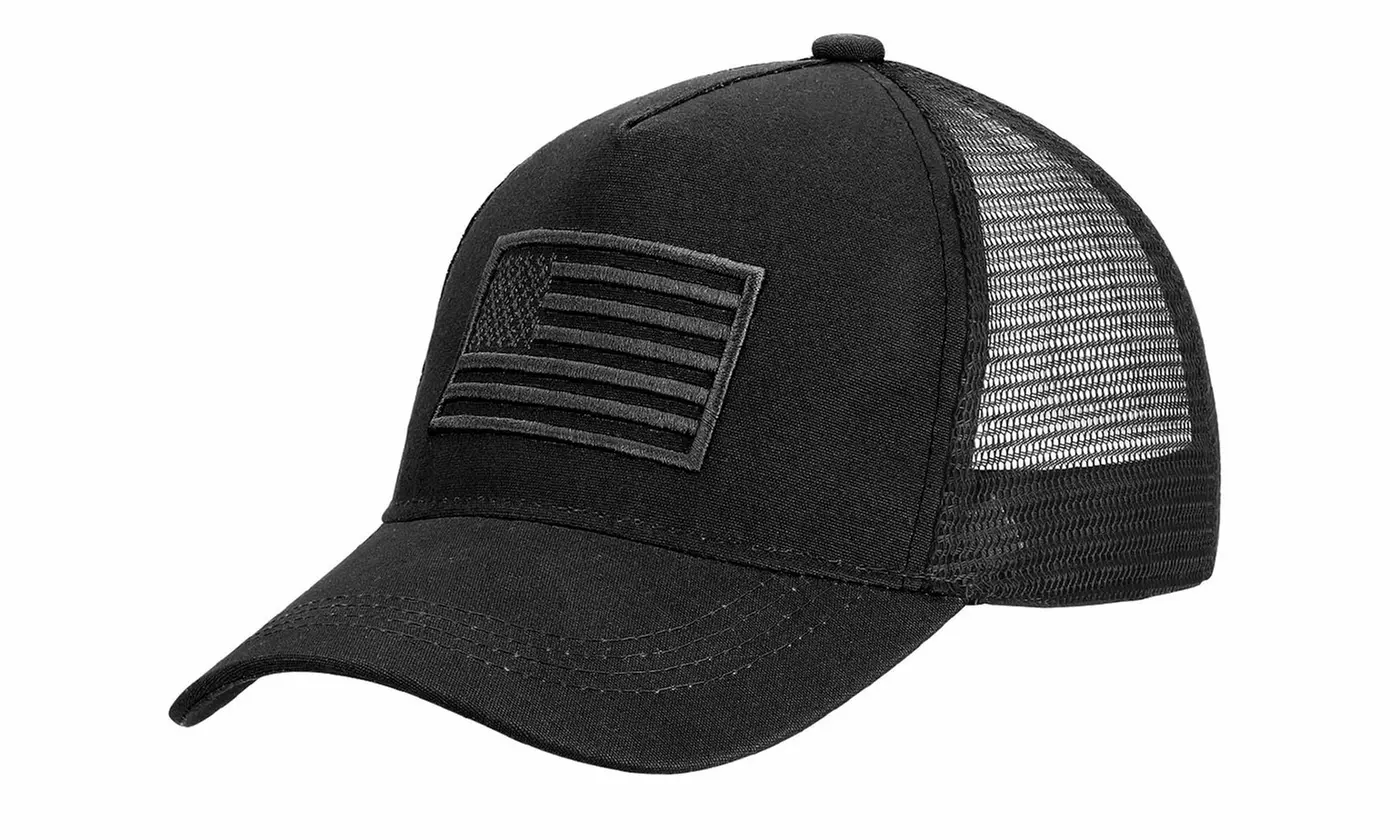 3D Embossed Logo American Flag Baseball Cap Trucker Hat