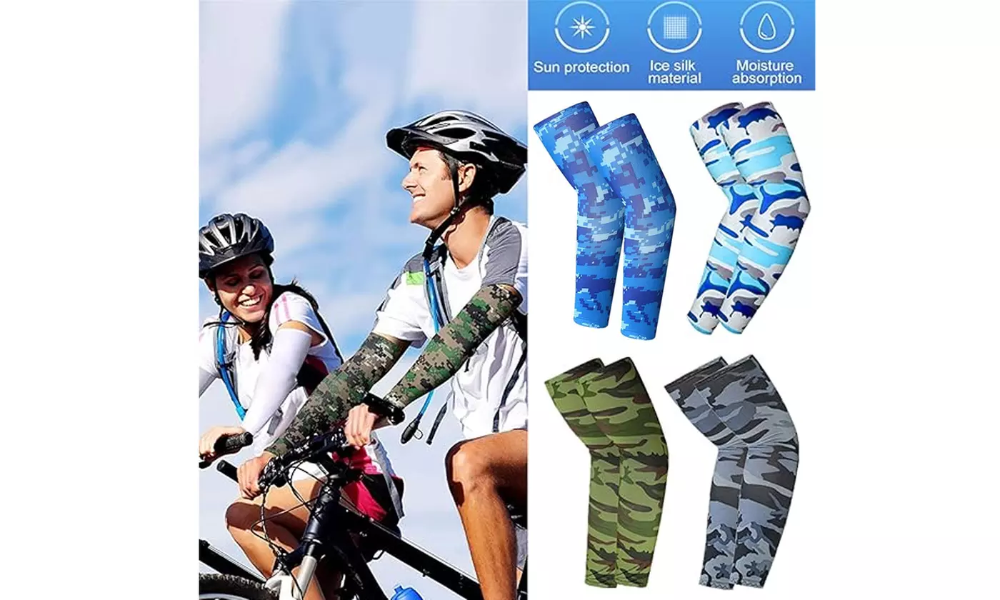 2 Pairs Quick Dry Arm Sleeves Cover Cycling Running Arm Cooling UV Protection