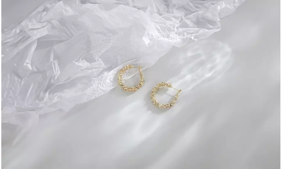 14k Gold/Silver Plated Textured  Hoop Earrings