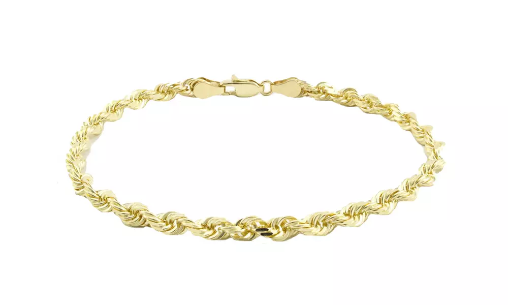 4MM Diamond-Cut Rope Chain Bracelet in 10K Solid Gold by Moricci - Primary Image