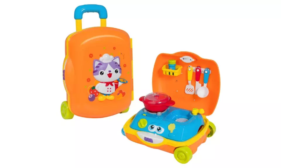 Kids Cooking Toy Kitchen Pretend Playset Suitcase w/ Music, And Sounds - Primary Image