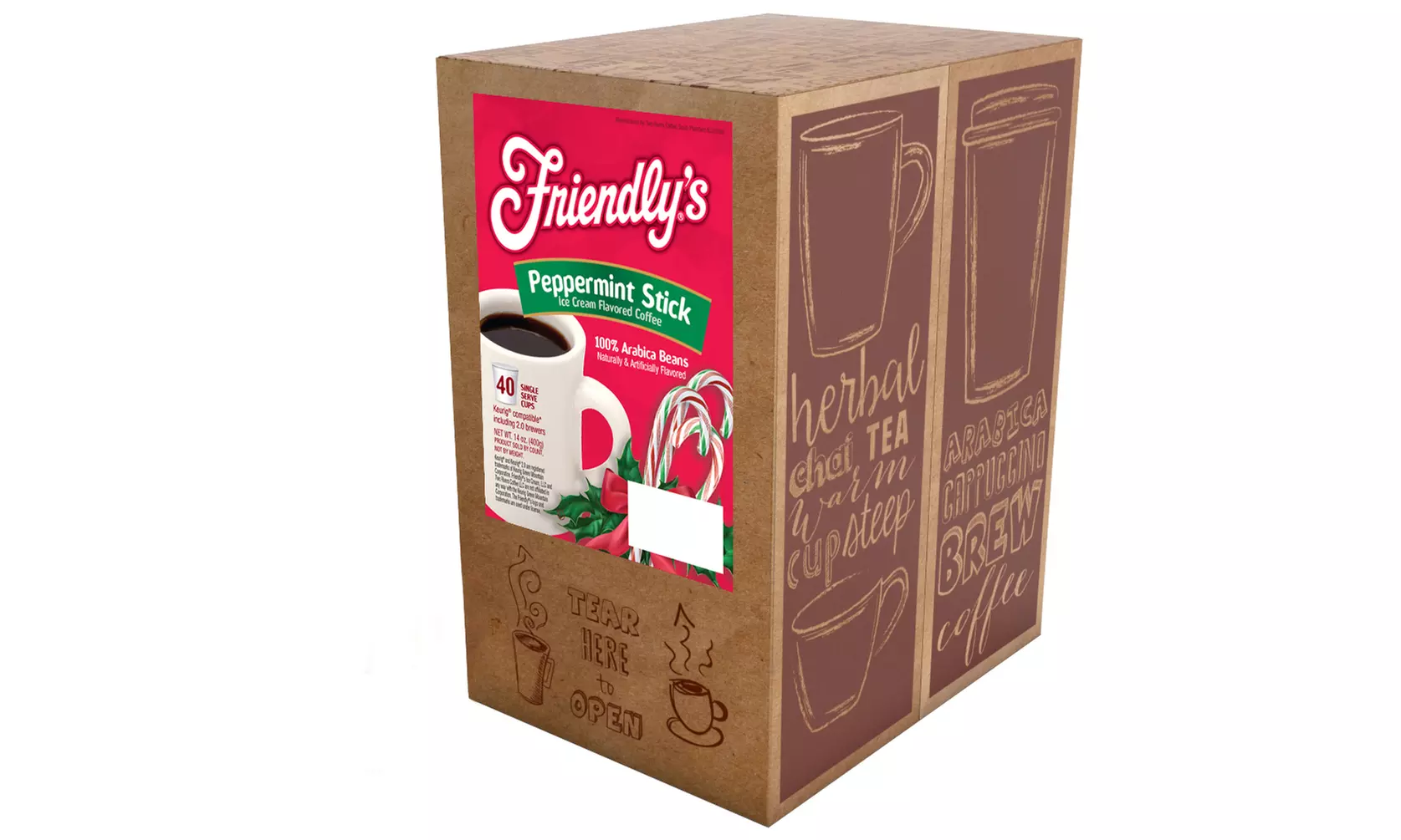 Friendly's Peppermint Stick Flavored Coffee for Keurig K Cup Brewers, 40 Count