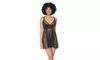Double Slit Sheer Babydoll w/Cage Detail Back and G-String Black O/S