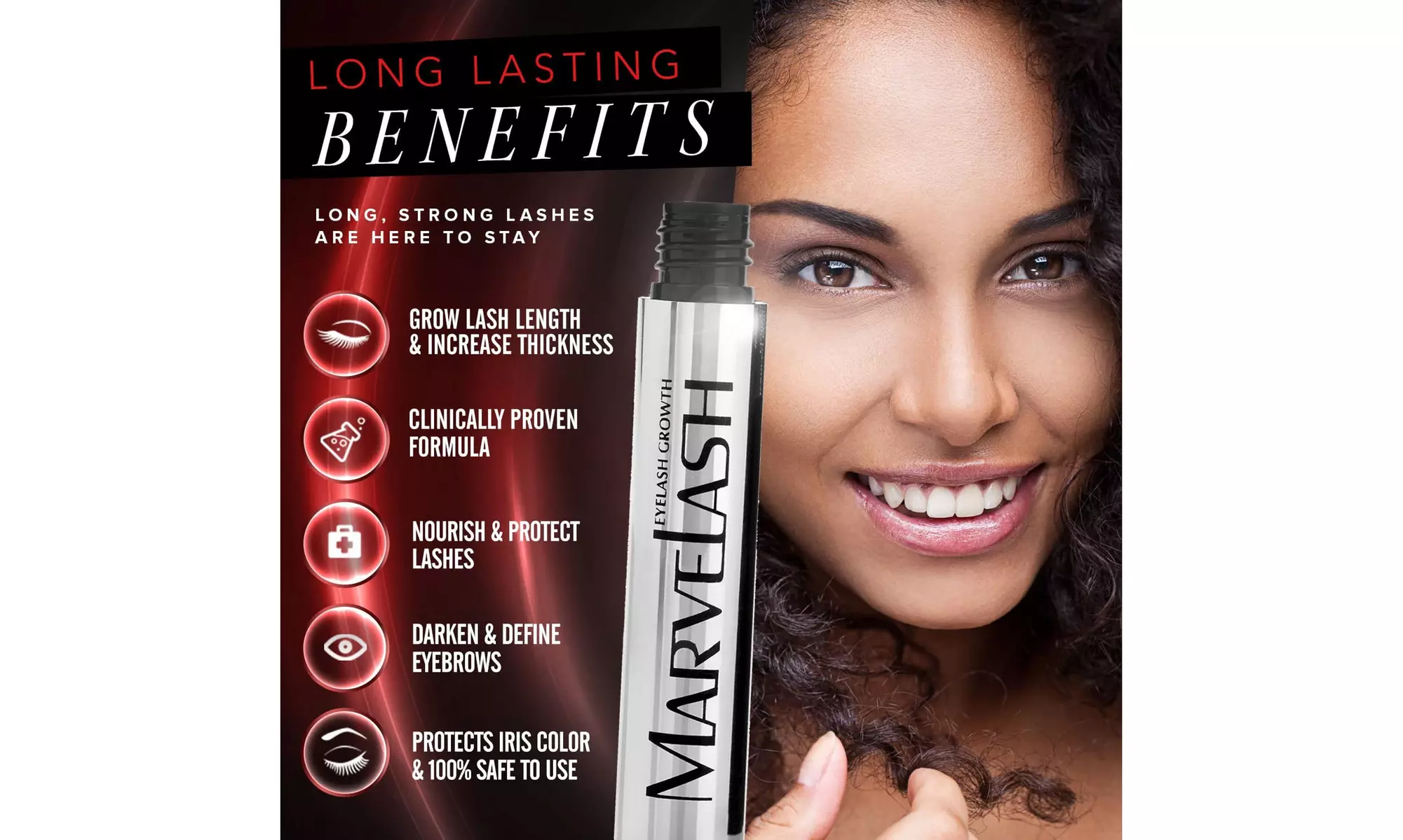 Marvelash Eyelash Growth Serum - Thicker Longer Stronger Lashes & Fuller Brows - Primary Image