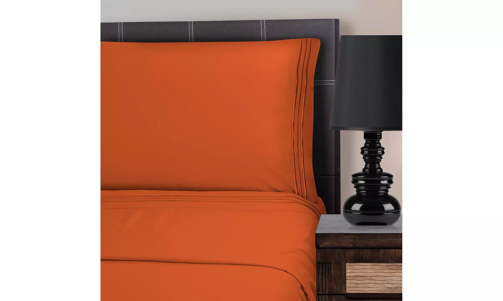 Superior All-Season Breathable Microfiber Solid 3-Line Embroidery Sheet Set - Primary Image