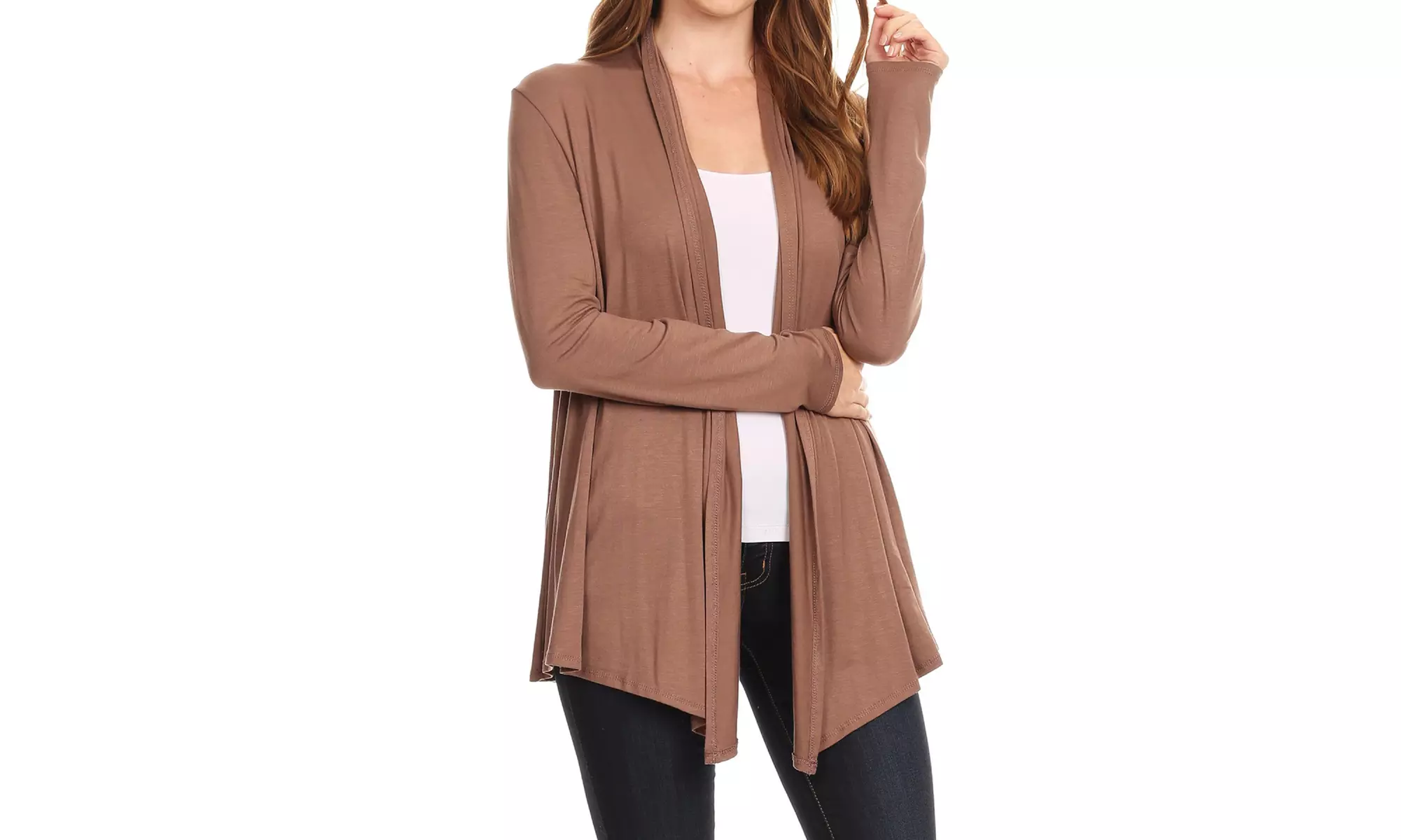 Solid Lightweight Soft Long Sleeves Open Front Cardigan