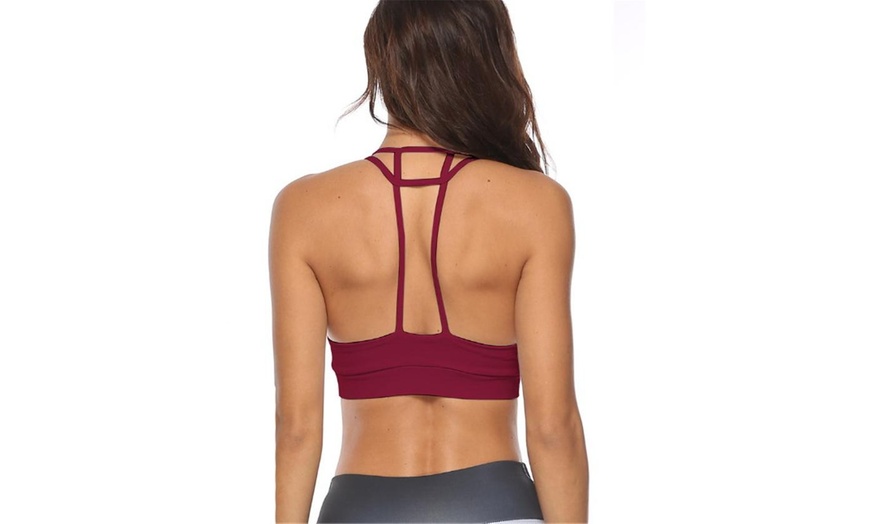 Image 7: Brushed Low Impact Strappy Sports Bra for Women Yoga Bra Tops