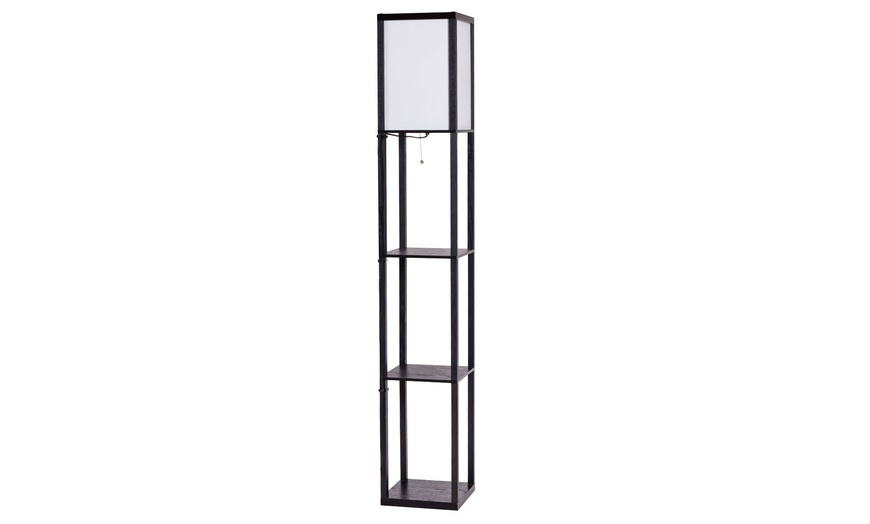 Image 1: Costway Modern Shelf Floor Lamp Lighting Home Living Room  w/ 3 Storage Shelves
