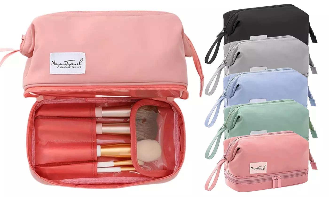 Makeup Bag Pouch for Travel Makeup Brushes Cosmetic Bag Waterproof Toiletry Bag - Primary Image