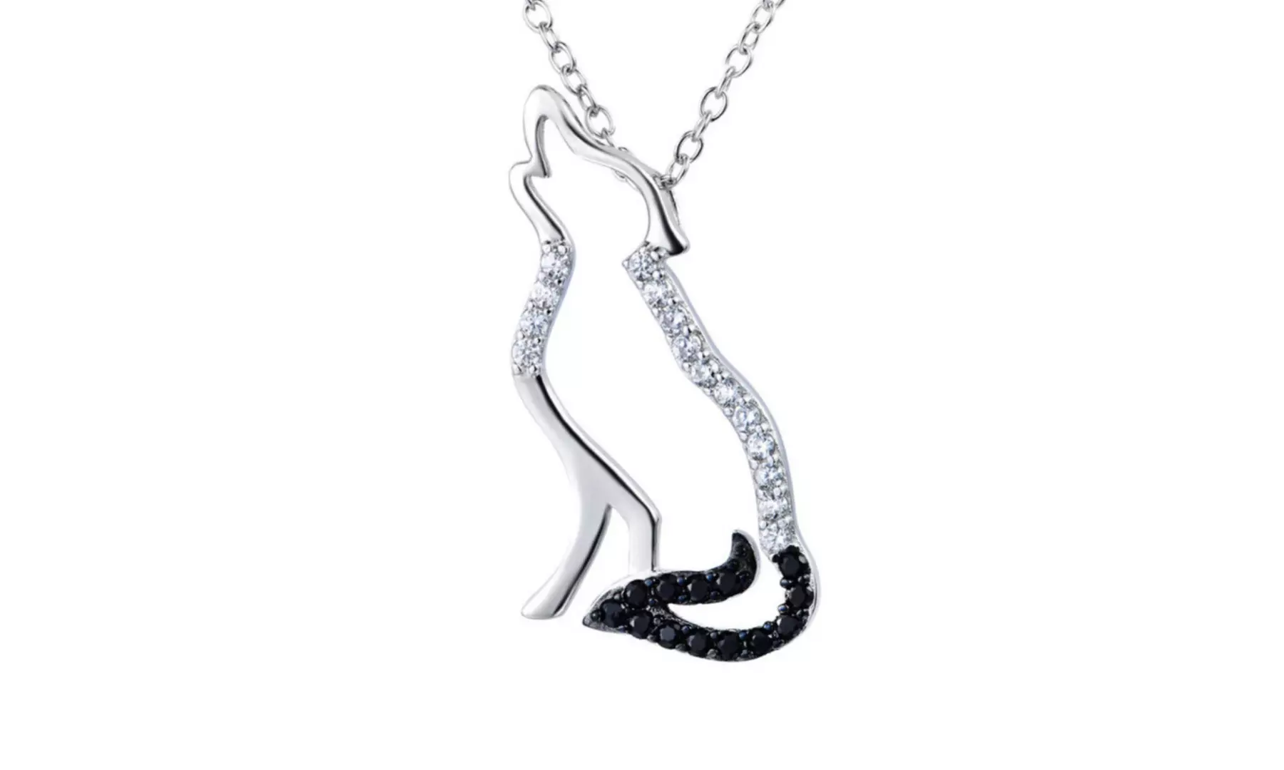 Sterling Silver Fox Pendant with Crystals