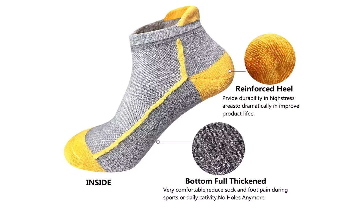 4 Pairs Mens Athletic Low Cut Ankle Tab Socks Mesh Cushioned Breathable Running