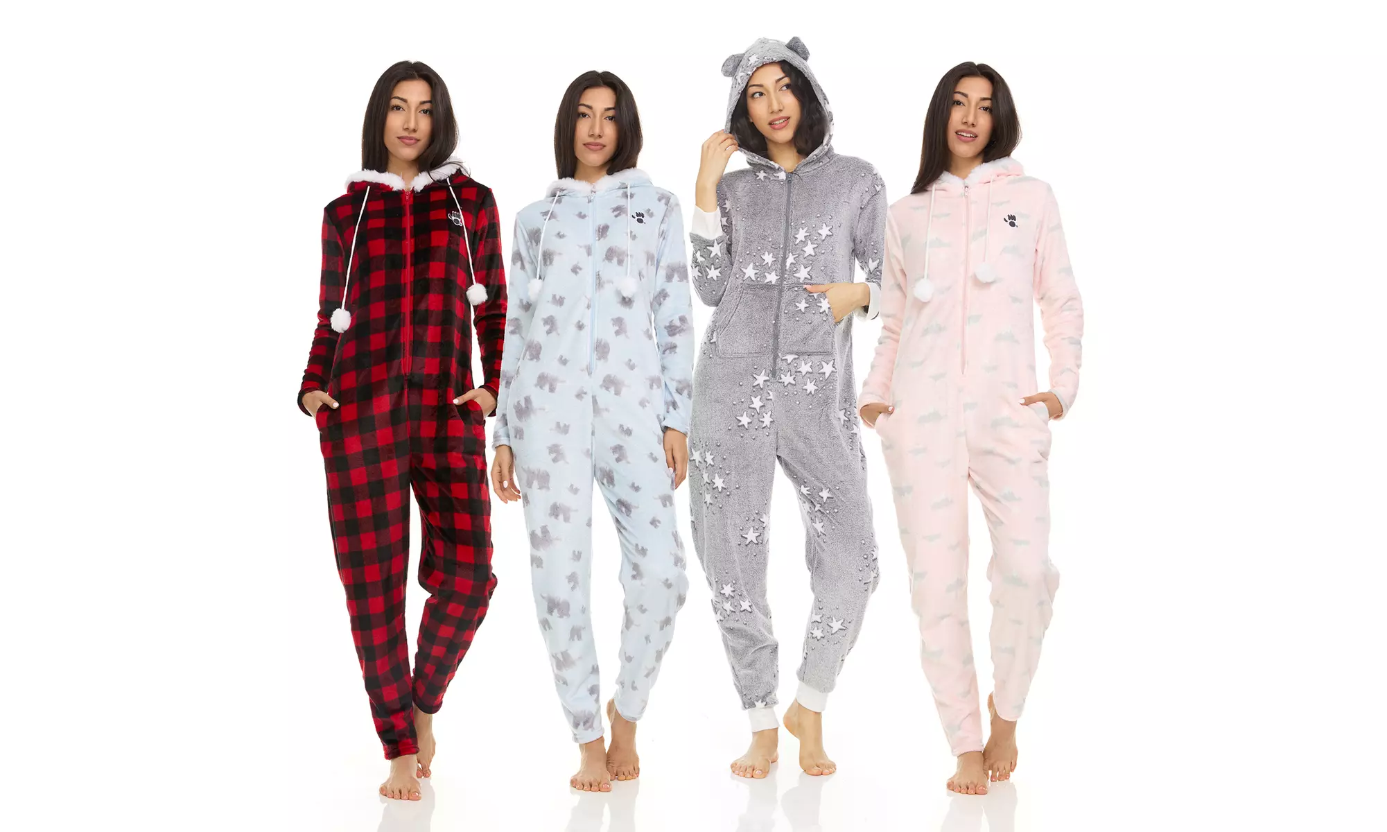 Bearpaw Women's Onesie Pajamas with Fluffy Hoodie, One Piece Fuzzy Pajama Set - Primary Image