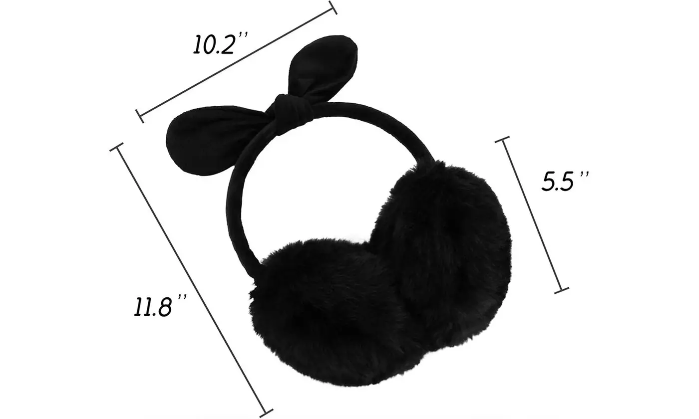 Women's Winter Fleece Lined Earmuffs with Removable Bow