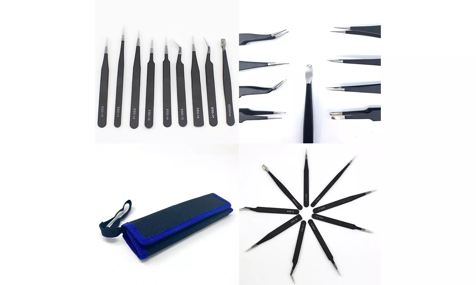 US 9 pc ESD Tweezers Anti Static Tool Precision Kit Set Tools Electronics Repair