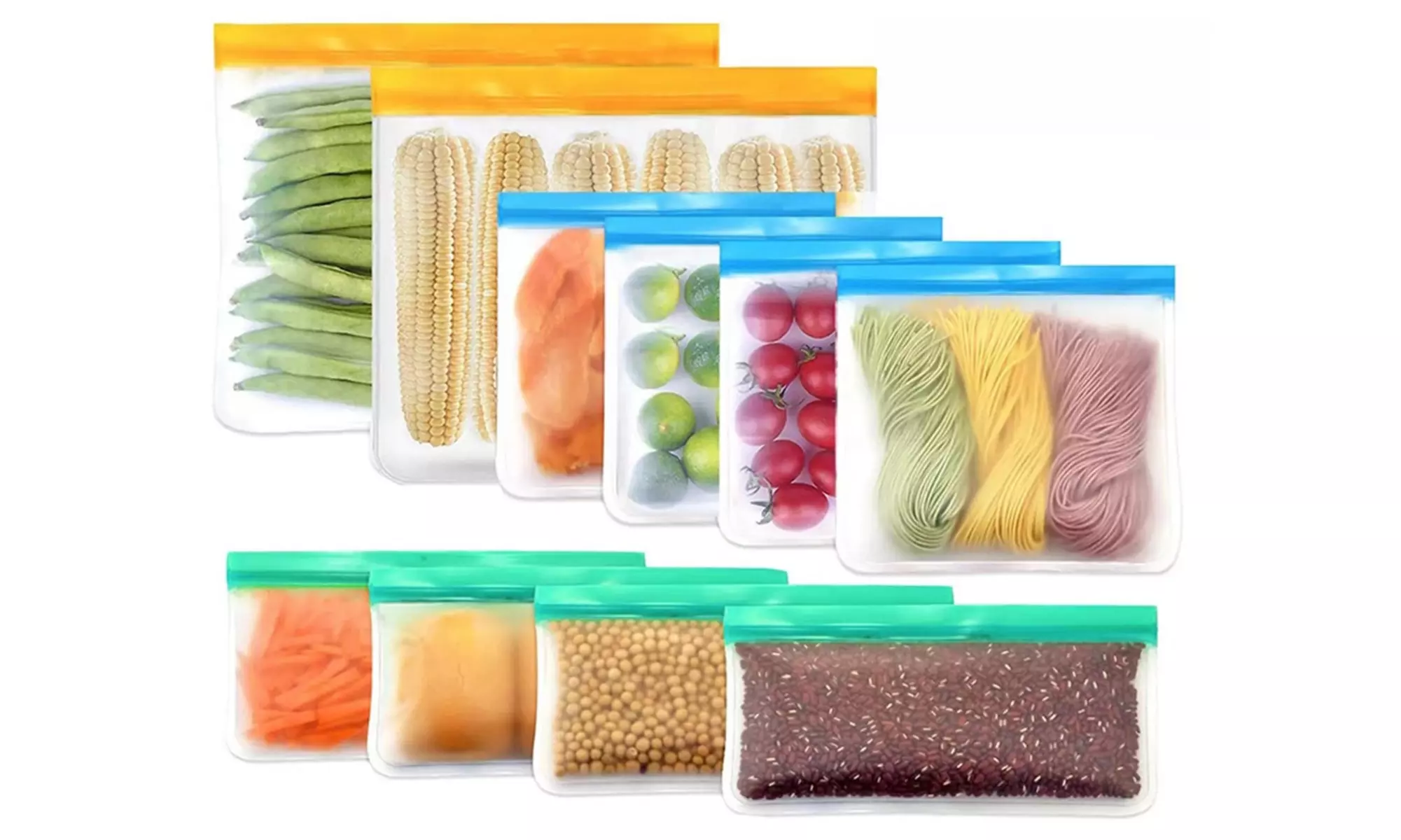 10 Pcs Safe Food Storage Bags Reusable Snack Saver Leakproof for Meat Fruit - Primary Image