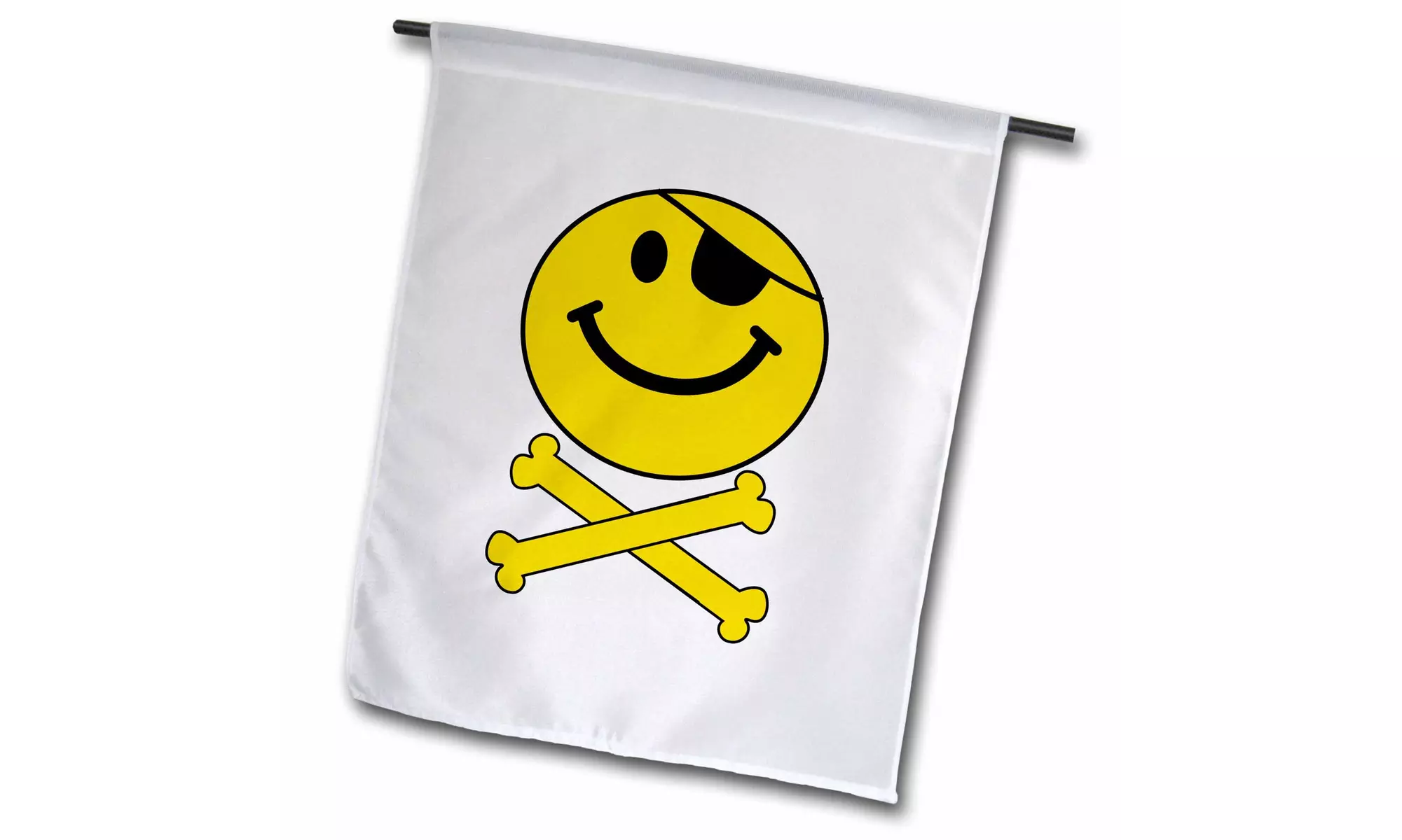  Garden Flag Pirate smiley face Yellow happy Jolly Roger flag skull  - Primary Image