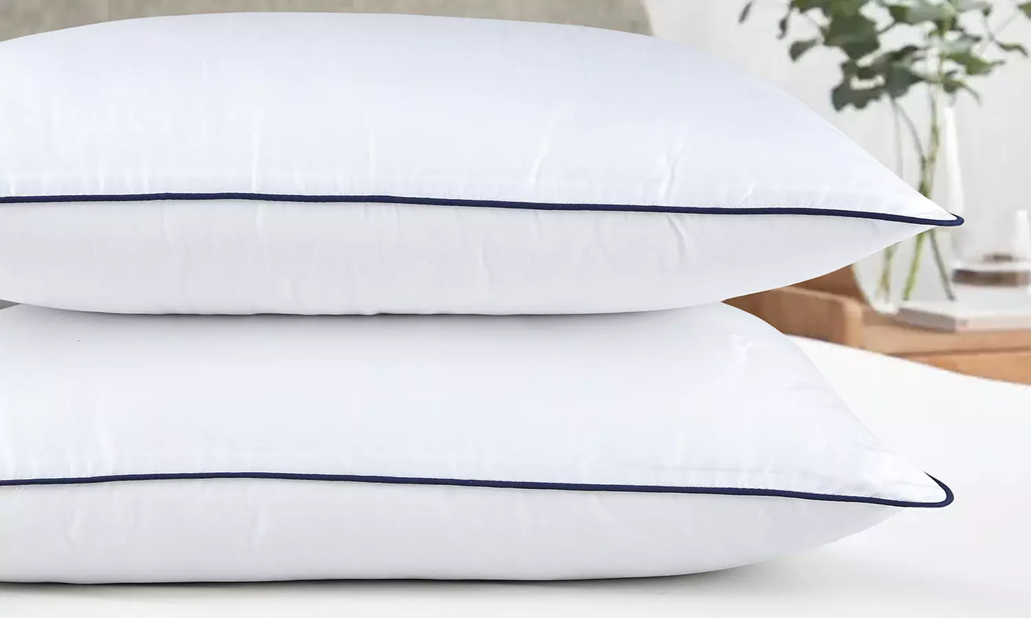 Dan River Down Alternative Microfiber Pillow Set with Piping (2 Pack)  