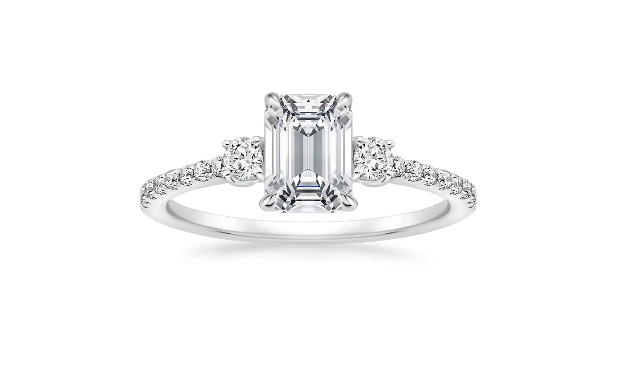 Sterling Silver Round-cut Swarovski, Crystal studded 3 Stone plus Ring for Women