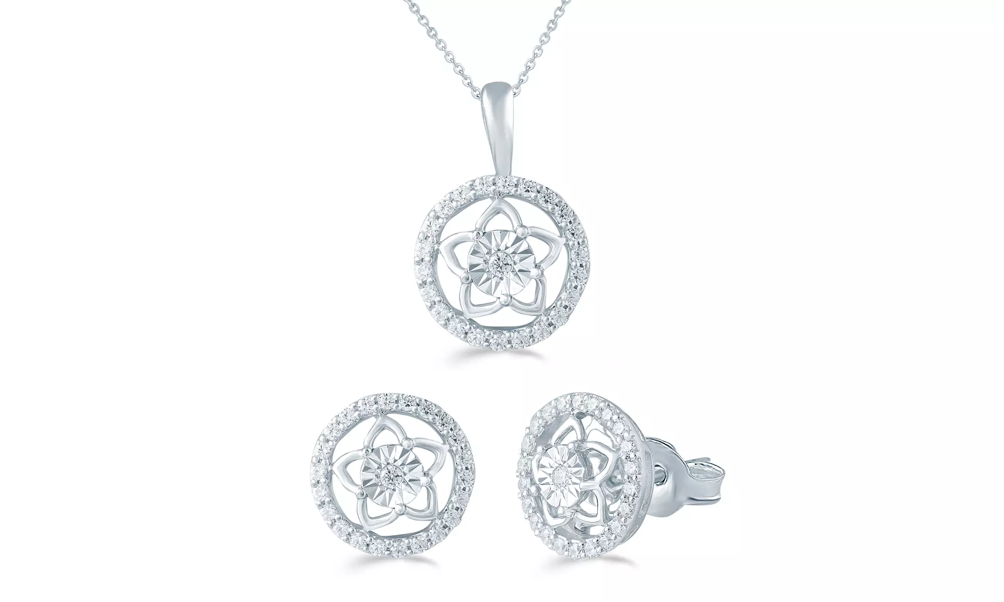1/5- 1/3 cttw Diamond Pendant or Earrings in Sterling Silver by Fifth and Fine - Primary Image