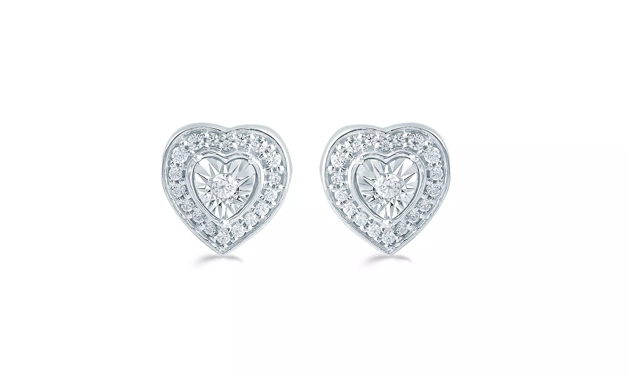 1/4Ct TW Diamond Heart Cluster Studs in Sterling Silver by Fifth and Fine