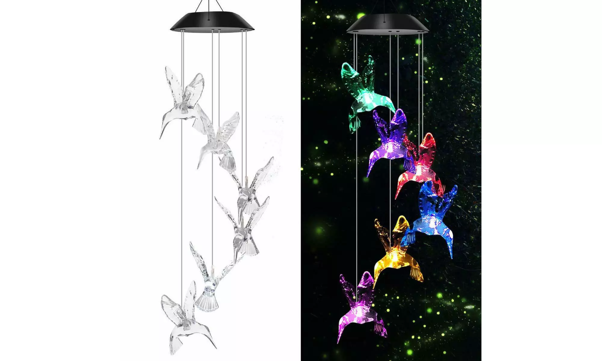 Large LED Solar Wind Chime Lights Color-Changing Outdoor Hanging Decor Bells