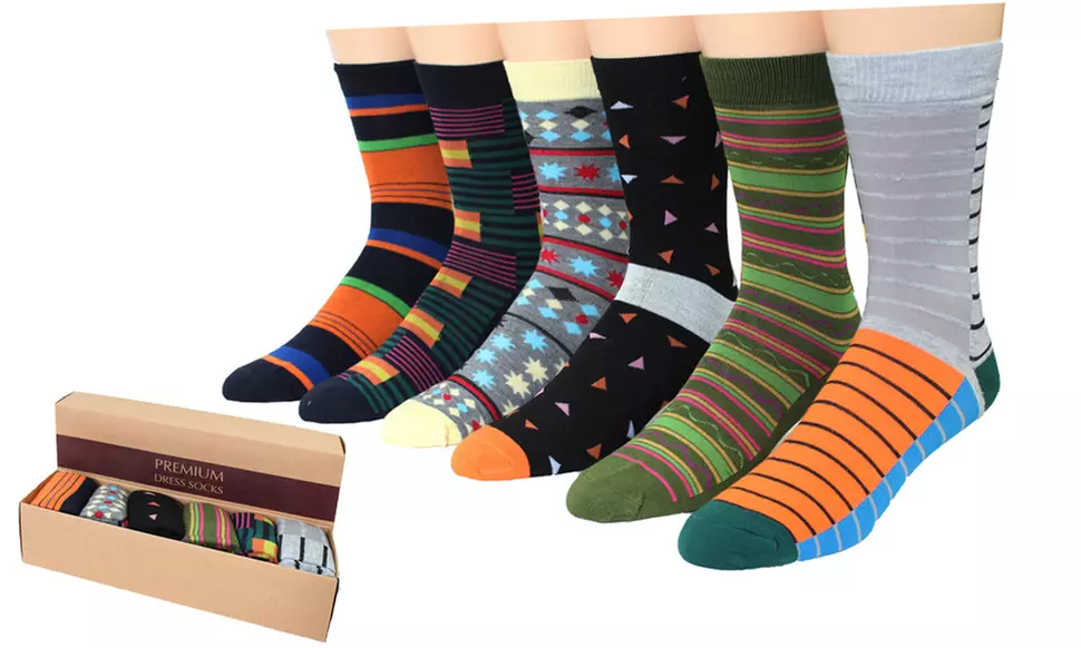 Frenchic Men's Premium Colorful Dress Socks with Gift Box (6-Pairs)