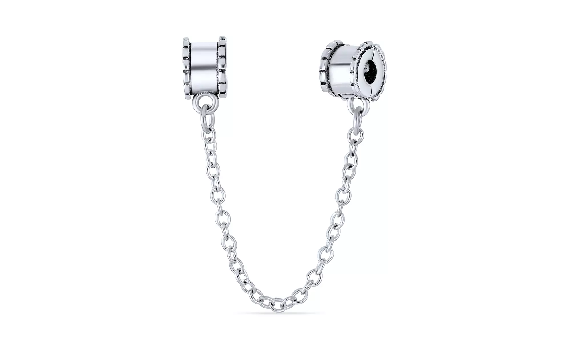 Handcuff Chain Spacer Clasp Stopper Bead Charm 925 Sterling Silver - Primary Image