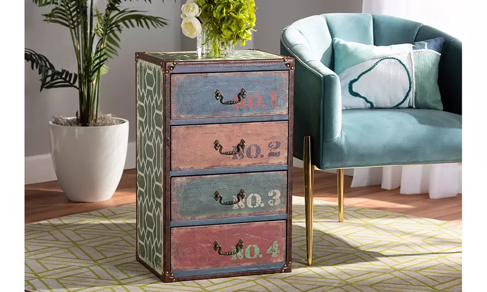 Amandine Multicolor Finished Wood 4-Drawer Accent Storage Chest - Primary Image